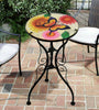 Iron/Glass Round Side Coffee Table Mosaic Design Garden Patio Flower Plant Stand