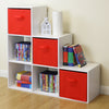 White 6 Cube Kids Toy/Games Storage Unit Girls/Boys Bedroom Shelves 3 Red Boxes