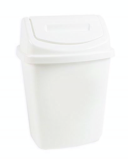 White 5Lt Plastic Flip Swing Top Waste Paper Bathroom Bin