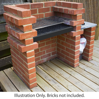Brick BBQ DIY Kit Charcoal Barbecue Chrome Grill Built In Heavy Duty 67cm x 39cm