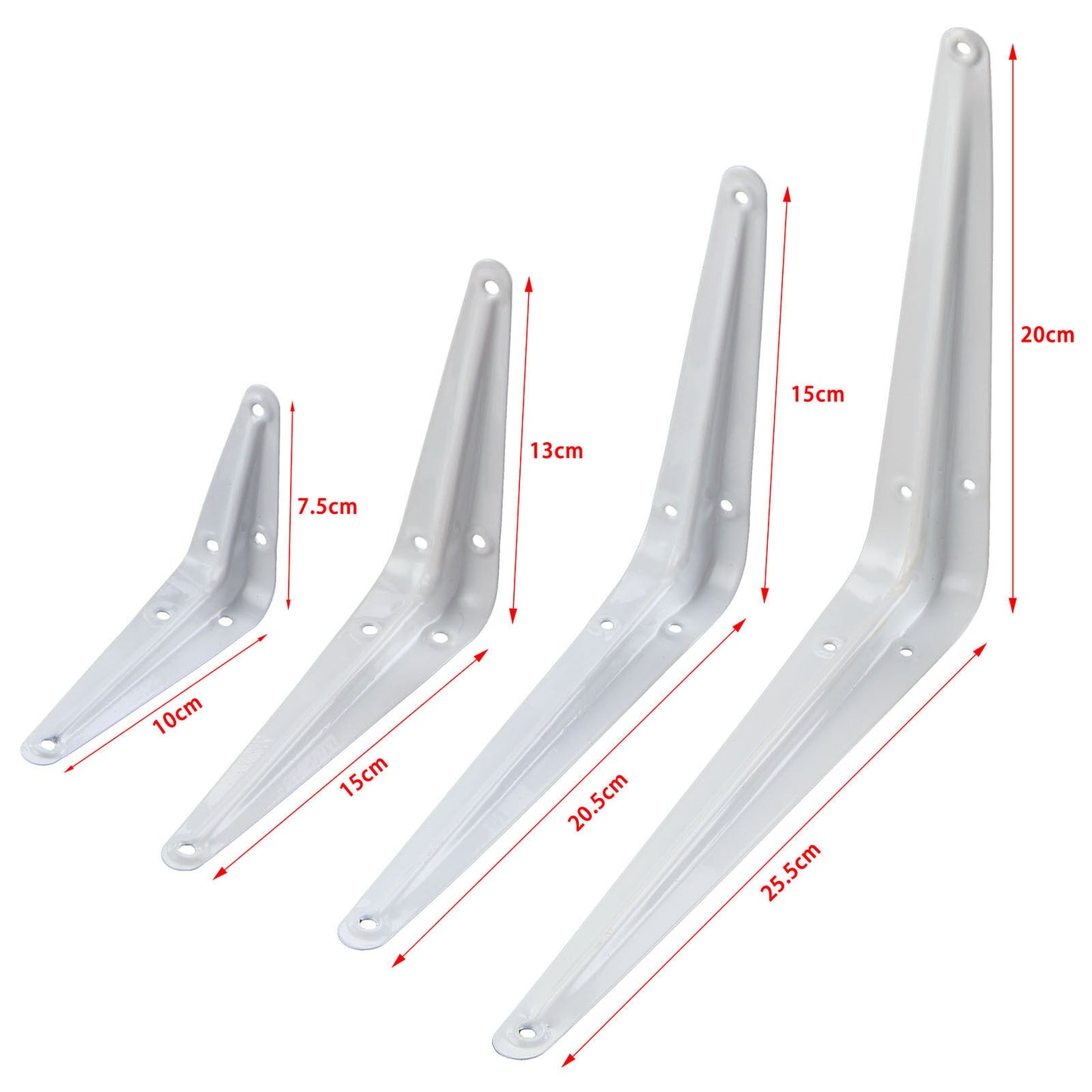 Pack 24 SHELF BRACKETS WHITE CHOICE OF SIZES LONDON PATTERN METAL, FOR SHELVING