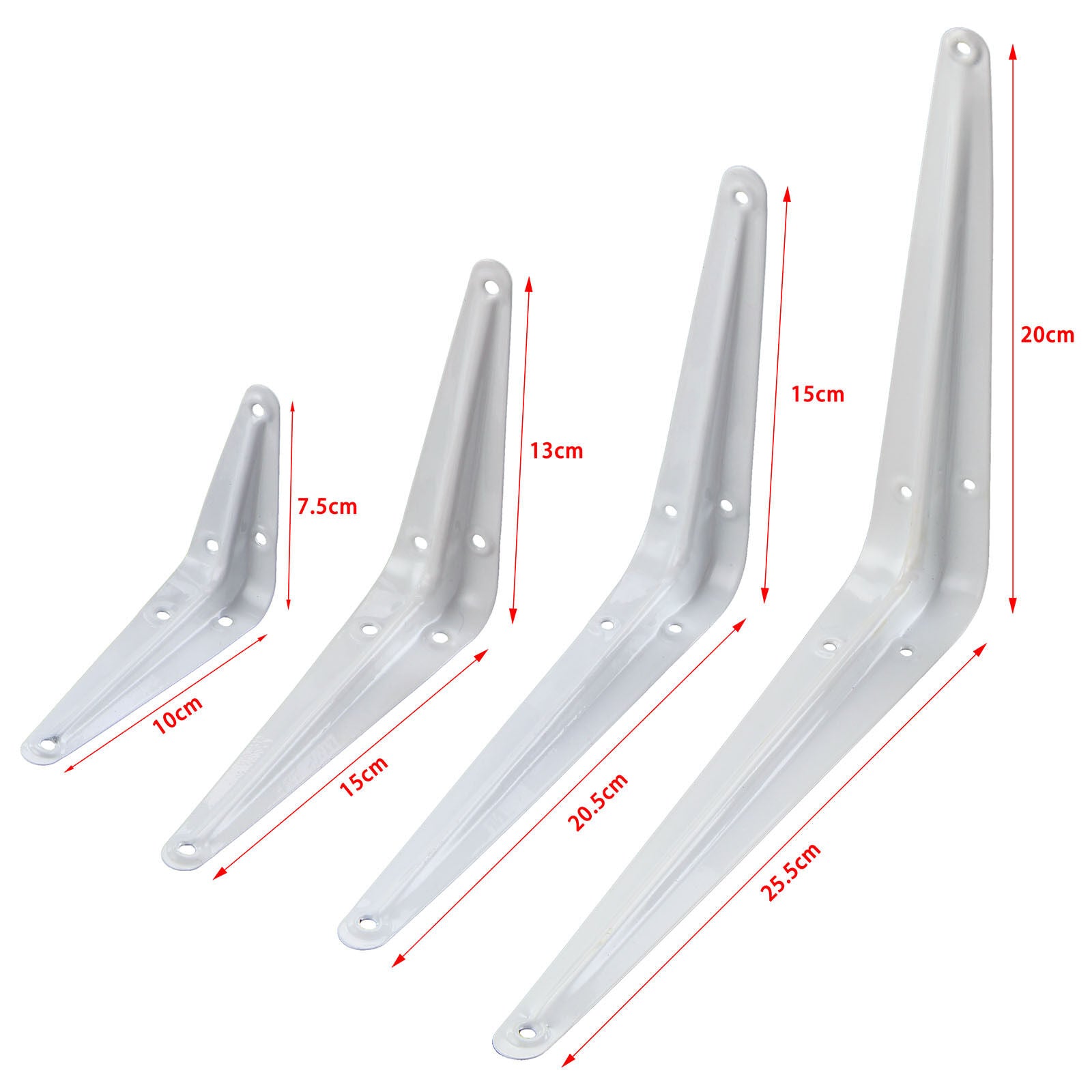 Pack 24 SHELF BRACKETS WHITE CHOICE OF SIZES LONDON PATTERN METAL, FOR SHELVING