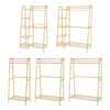 Bamboo Wooden Clothes Rail Rack Garment Coat Stand Corner Open Shelves Wardrobe
