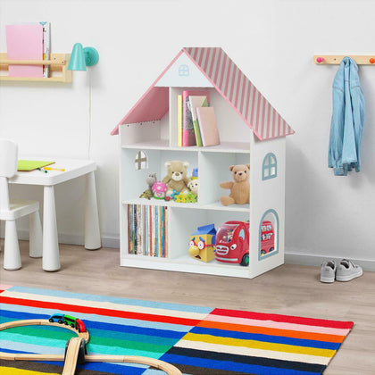 Children Kids Wooden Doll House Bookshelf Bookcase Storage Display Shelving Unit
