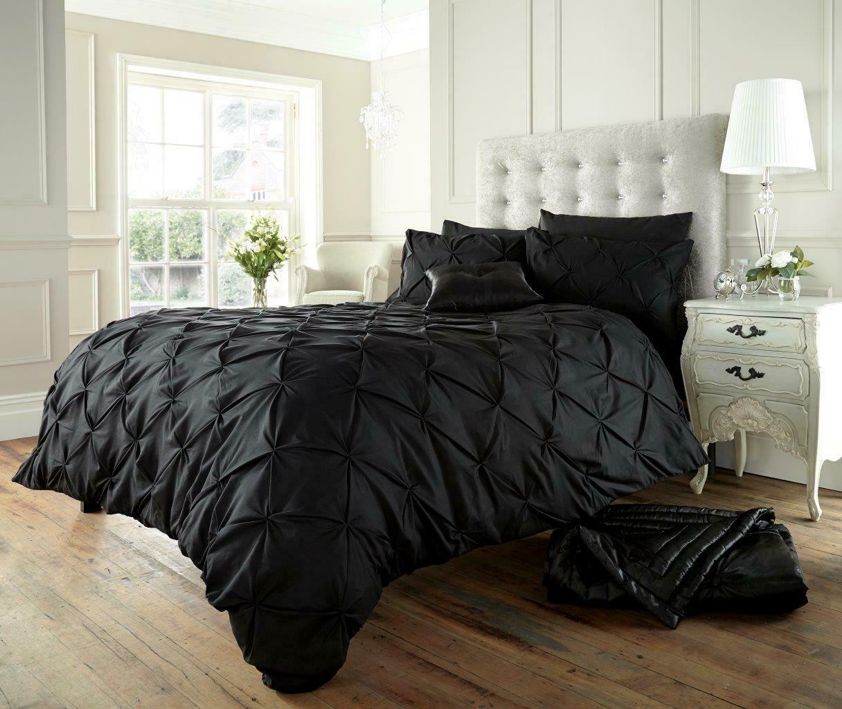 Pintuck Pleated Alford Duvet Cover Set Bedding With Pillowcase All Sizes Colours