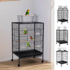 Rolling Metal Bird Cage Open Play Top Parrot Budgie Lovebird Finch Cage House