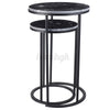 2x Marble Coffee Table 2 Round Side End Centre Table Living Room Furniture Black