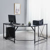 L-shaped Corner Computer Desk Office Workstation Metal Leg Home Table&Stand MDF