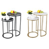Marble Effect Sofa Side End Table Small Round Coffee Table Metal Leg Black Gold