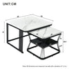 Square Nesting Coffee Table Metal Stacking Side Tables Set Marble-Look White