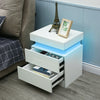 2 Drawers Bedside Table LED Nightstand High Gloss Modern Bedroom Chest Cabinets