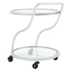 Silver Drinks Trolley 2 Tier Glass Shelves Wine Food Holder Serving Cart Home
