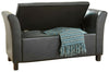 Verona Window Seat Luxurious soft Black Faux Leather storage Ottoman