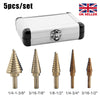 5 Pieces HSS Step Large Cone Drill Hole Cutter Bit Set Tool + Case New