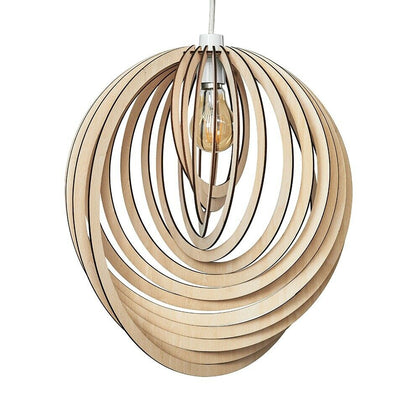 Modern Wooden Pendant Shade Cascading Spiral Design Ceiling Lounge Lampshade