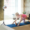 Dimmable LED Ring Fill Light Bluetooth Selfie Stick Tripod For iPhone Samsung