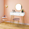 Dressing Table Stool with Mirror 2 Drawers Makeup Desk Dresser MDF White