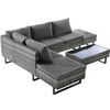 5 Seater Rattan Corner Sofa Set Industrial w/Table Cushions Garden Furniture Set