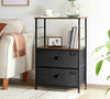Industrial Style Side Table Bedside Storage Unit Fabric Drawers Nightstand Chest