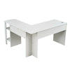 White Wooden Corner Computer Desk L-Shaped Office Workstation Table Bookshelf