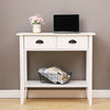 Modern White Console Table with 2 Drawers Hall Desk Shelf Storage Furniture