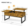 Split Lift-top Coffee Table with Storage Side Drawer&Metal Legs for Living Room