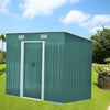 8x4FT Outdoor Storage Garden Shed Sliding Door Galvanised Metal Green Tool House