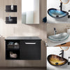 Countertop Basin Set Tempered Glass Wash Bowl Waste Tap Under Sink Unit Cabinet