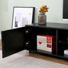 TV Unit TV Stand Cabinet with LED Lights & High Gloss Doors White/Black