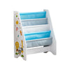 Children Bookshelf Kids Sling Book Rack with Storage Bins Toys Organizer White
