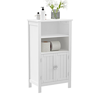 Wooden Bathroom Floor Cabinet Storage Unit Kitchen Cupboard W/ 2 Doors & Shelf
