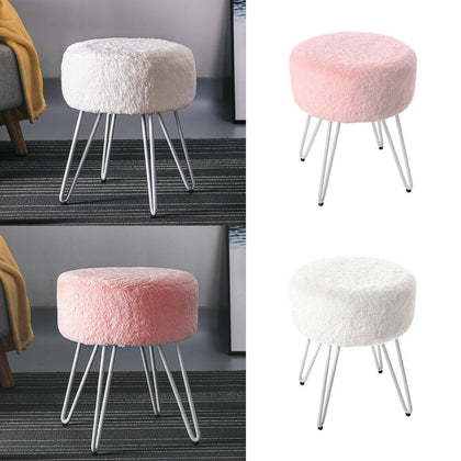 Round Stool Hairpin Style Leg Pouffe Footstool Upholstered Rest Seat Piano Chair