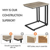 C Shaped Side Table Snack Coffee End Table for Living Room, Slides Up to Sofa