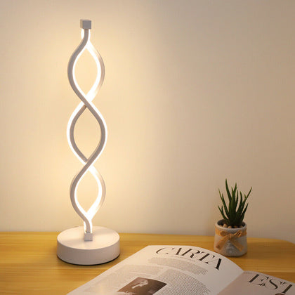LED Table Lamp Dual Spiral Desk Lamp Warm White Modern Reading Light Bedside USB