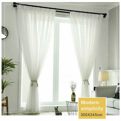 97''X118'' Voile Curtains Net Plain Curtains Door Window White Top Quaqlity