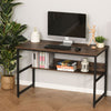 Two-Tier Writing Work Desk Metal Frame Smooth Shelves w/ Storage Shelf