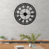 80cm Extra Large Silent Wall Clock Roman Numeral Round Face Black Outdoor Garden