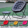 Folding Moon Armchair with Footstool Foldable Single Sofa Chair Cushioned Seat
