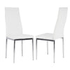 Set of 2 White Faux Leather Dining Chairs Padded Chrome Legs Kitchen Furniture