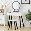 White Dressing Table with LED Mirror Vanity Stool 2 Drawers Storage Makeup Desk