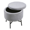 Round Ottoman Stool Fabric Padded Pouffe Side End Table Storage Box Footstool