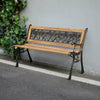 Garden Bench 3 Seater Iron Tulip Back Wood Slat Outdoor Chair Seating Furniture