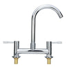 Modern Dual Lever Chrome Kitchen Sink Mixer Taps Deck Mounted Tap Faucet 2 Hole
