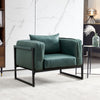 Green Sofa Armchair with Padded Seat Metal Legs Faux Leather Sofa Living Room
