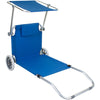 Sun Lounger Wheeled Portable Outdoor Garden Patio Beach Day Bed Deck Chair Shade