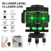 12 Line Laser Level Green Self Leveling 3D 360° Rotary Cross Measure Tool Kit UK