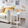 Bedside Tables 2PCs White Nightstands Bedside Cabinets with Shelf & Drawer Home