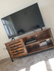 Rustic TV Stand Media Storage Cabinet Door Shelves Shelf Unit Industrial Vintage