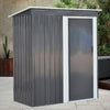 Metal Garden Shed Outdoor Flat Roof Tool Storage House Organizer w/ Sliding Door