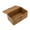 Set of 3 Storage Basket Organiser Box With Lid Hamper Seaweed Resin Woven Home